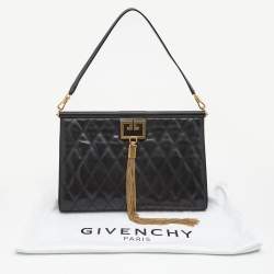 Pre Owned Givenchy Black Quilted Leather Large Gem Shoulder Bag