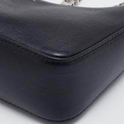 Pre Owned Givenchy Black Leather Mini Moon Cutout Shoulder Bag