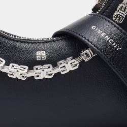 Pre Owned Givenchy Black Leather Mini Moon Cutout Shoulder Bag