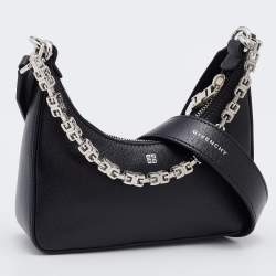 Pre Owned Givenchy Black Leather Mini Moon Cutout Shoulder Bag