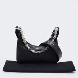 Pre Owned Givenchy Black Leather Mini Moon Cutout Shoulder Bag