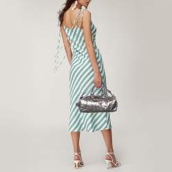 Pre Owned Givenchy Silver Leather Zip Duffle Bag