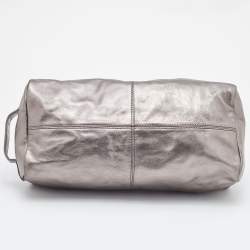 Pre Owned Givenchy Silver Leather Zip Duffle Bag