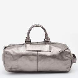 Pre Owned Givenchy Silver Leather Zip Duffle Bag