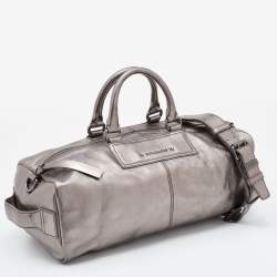 Pre Owned Givenchy Silver Leather Zip Duffle Bag