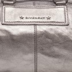 Pre Owned Givenchy Silver Leather Zip Duffle Bag
