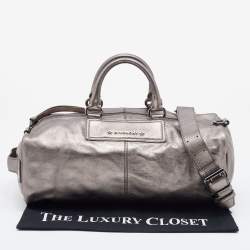 Pre Owned Givenchy Silver Leather Zip Duffle Bag