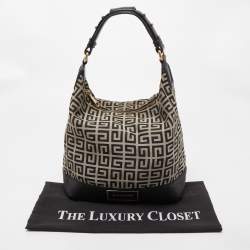 Pre Owned Givenchy Black/Grey Monogram Canvas and Leather Hobo