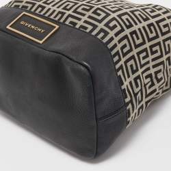 Pre Owned Givenchy Black/Grey Monogram Canvas and Leather Hobo