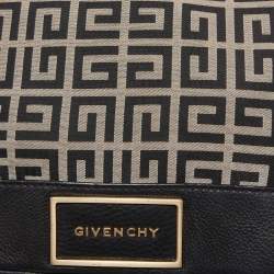 Pre Owned Givenchy Black/Grey Monogram Canvas and Leather Hobo