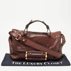 Givenchy Dark Brown Leather Buckle Flap Top Handle Bag
