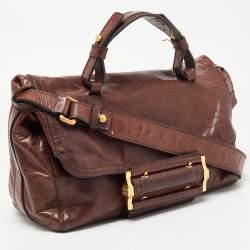 Givenchy Dark Brown Leather Buckle Flap Top Handle Bag