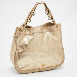 Givenchy Gold Monogram Leather Hobo