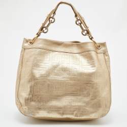 Givenchy Gold Monogram Leather Hobo