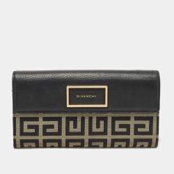 Pre Owned Givenchy Black Monogram Canvas and Leather Flap Continental Wallet