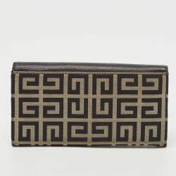 Pre Owned Givenchy Black Monogram Canvas and Leather Flap Continental Wallet