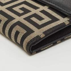 Pre Owned Givenchy Black Monogram Canvas and Leather Flap Continental Wallet