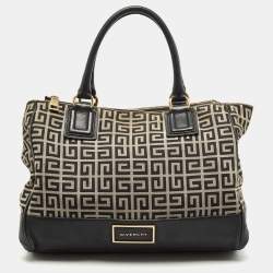 Givenchy Black/White Monogram Canvas and Leather Double Zip Tote