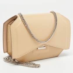Givenchy Beige Patent Leather Bow Cut Chain Clutch