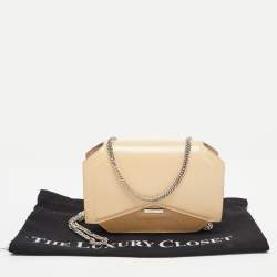 Givenchy Beige Patent Leather Bow Cut Chain Clutch
