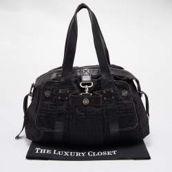 Pre Owned Givenchy Black Signature Nylon and Leather Zip Satchel