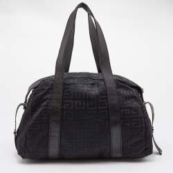 Pre Owned Givenchy Black Signature Nylon and Leather Zip Satchel