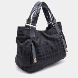 Pre Owned Givenchy Black Signature Nylon and Leather Front Zip Hobo