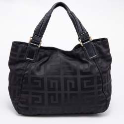 Pre Owned Givenchy Black Signature Nylon and Leather Front Zip Hobo
