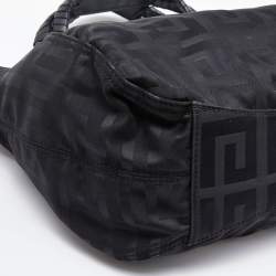 Pre Owned Givenchy Black Signature Nylon and Leather Front Zip Hobo