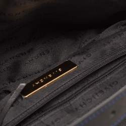 Pre Owned Givenchy Black/Blue Monogram Canvas and Leather Flap Baguette Bag