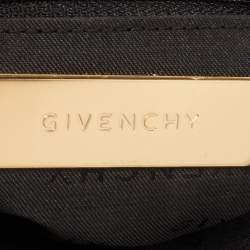 Pre Owned Givenchy Black/Blue Monogram Canvas and Leather Flap Baguette Bag