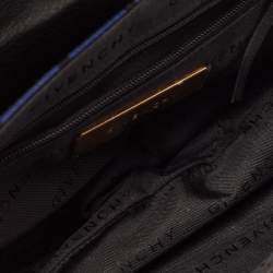 Pre Owned Givenchy Black/Blue Monogram Canvas and Leather Flap Baguette Bag