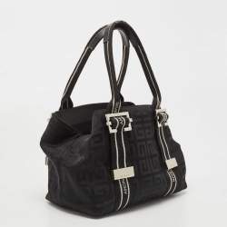 Pre Owned Givenchy Black Monogram Nylon and Leather Tote