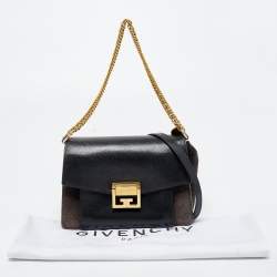 Pre Owned Givenchy Black Leather and Suede Small GV3 Shoulder Bag