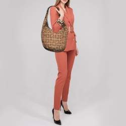 Pre Owned Givenchy Beige/Brown Monogram Canvas and Leather Hobo