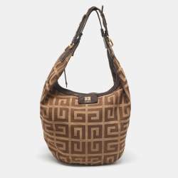 Pre Owned Givenchy Beige/Brown Monogram Canvas and Leather Hobo