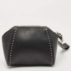 Pre Owned Givenchy Black Leather Studded Antigona Wristlet Clutch