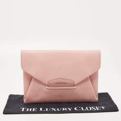 Pre Owned Givenchy Light Pink Leather Antigona Envelope Clutch