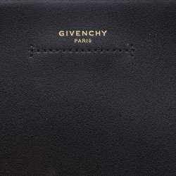 Pre Owned Givenchy Black/Blue Leather Floral Print Logo Tote