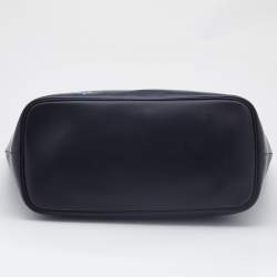 Pre Owned Givenchy Black/Blue Leather Floral Print Logo Tote