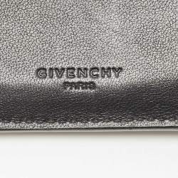Pre Owned Givenchy Black Leather Logo Trifold Compact Wallet