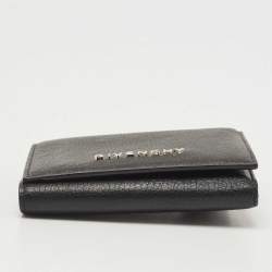 Pre Owned Givenchy Black Leather Logo Trifold Compact Wallet