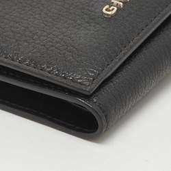 Pre Owned Givenchy Black Leather Logo Trifold Compact Wallet