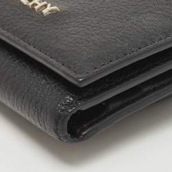 Pre Owned Givenchy Black Leather Logo Trifold Compact Wallet