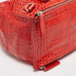 مملوكة مسبقًا Givenchy Two Tone Red Croc Embossed Leather Medium Pandora Shoulder Bag
