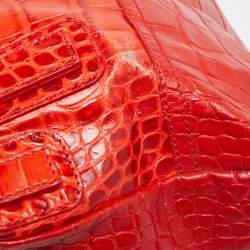 مملوكة مسبقًا Givenchy Two Tone Red Croc Embossed Leather Medium Pandora Shoulder Bag