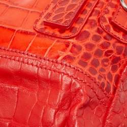مملوكة مسبقًا Givenchy Two Tone Red Croc Embossed Leather Medium Pandora Shoulder Bag