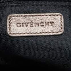 Pre Owned Givenchy Green/Metallic Signature Nylon and Leather Flap Shoulder Bag