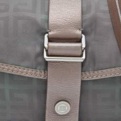 Pre Owned Givenchy Green/Metallic Signature Nylon and Leather Flap Shoulder Bag