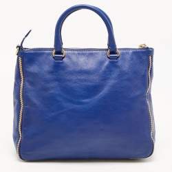 Pre Owned Givenchy Blue Leather Zipped Detail Tote